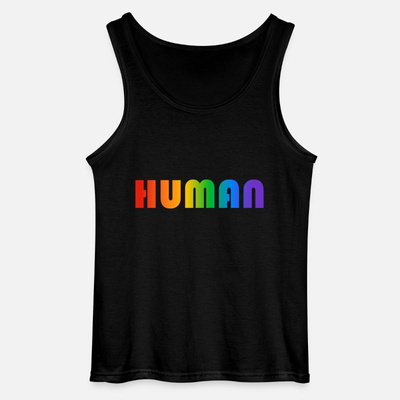 HUMAN rainbow text - Gildan Men’s Tank Top - black