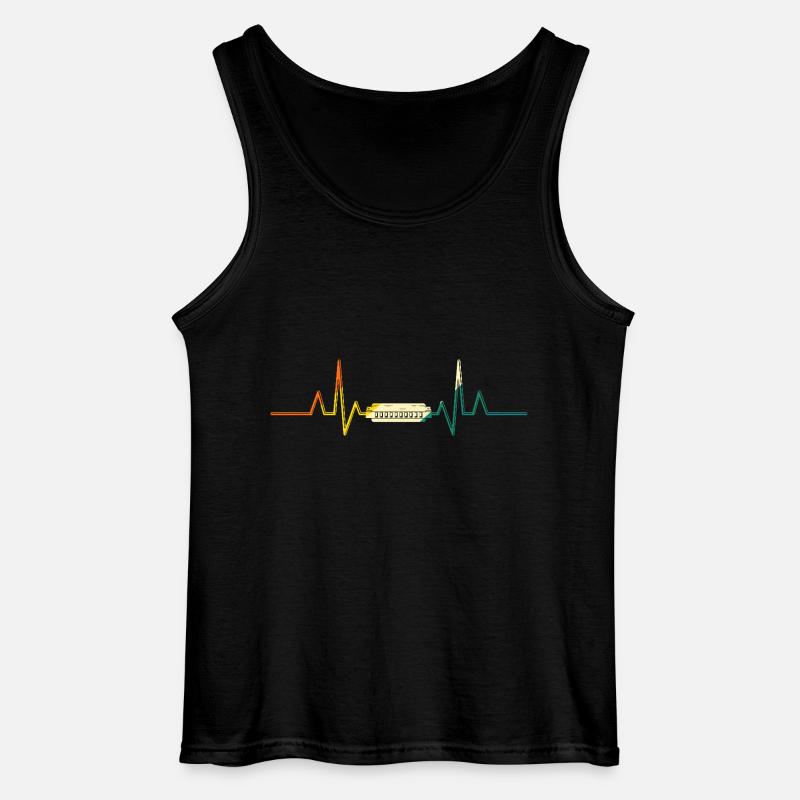Harmonica Heartbeat Harmonica - Gildan Men’s Tank Top - black