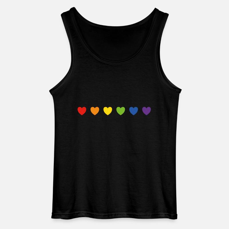 Rainbow pride hearts - Gildan Men’s Tank Top - black