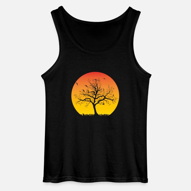 Tree sunset - Gildan Men’s Tank Top - black