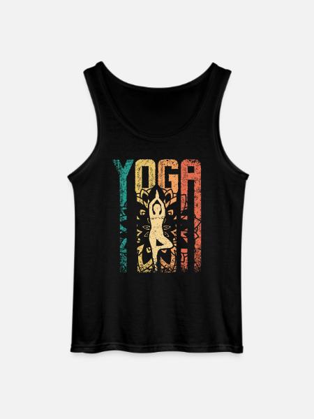 Retro Vintage Yoga - Gildan Men’s Tank Top - black