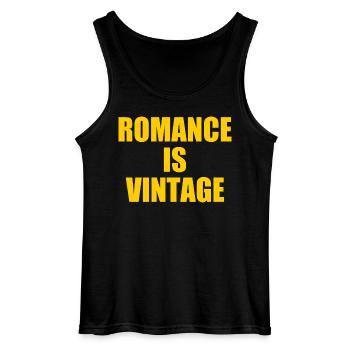 romance is vintage - Gildan Men’s Tank Top - black - Front - AI Model Male 185 dark (185cm)