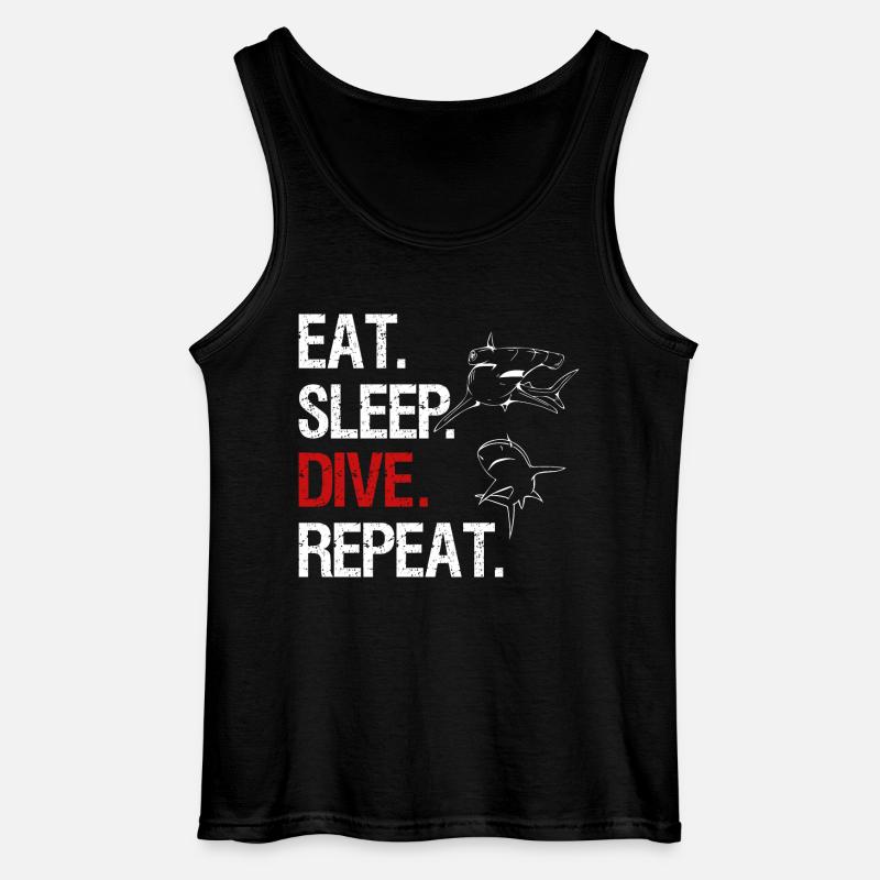Eat Sleep Dive Repeat - Hammerhai - Gildan Männer Tank Top - Schwarz