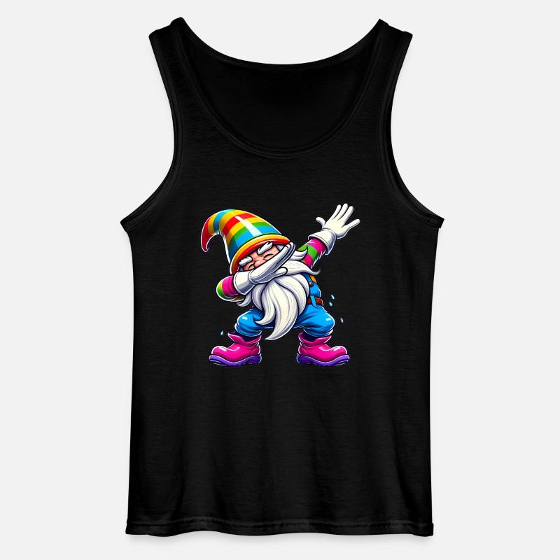 Dabbing Regenbogen Gnome Lustiges Geschenk - Gildan Männer Tank Top - Schwarz