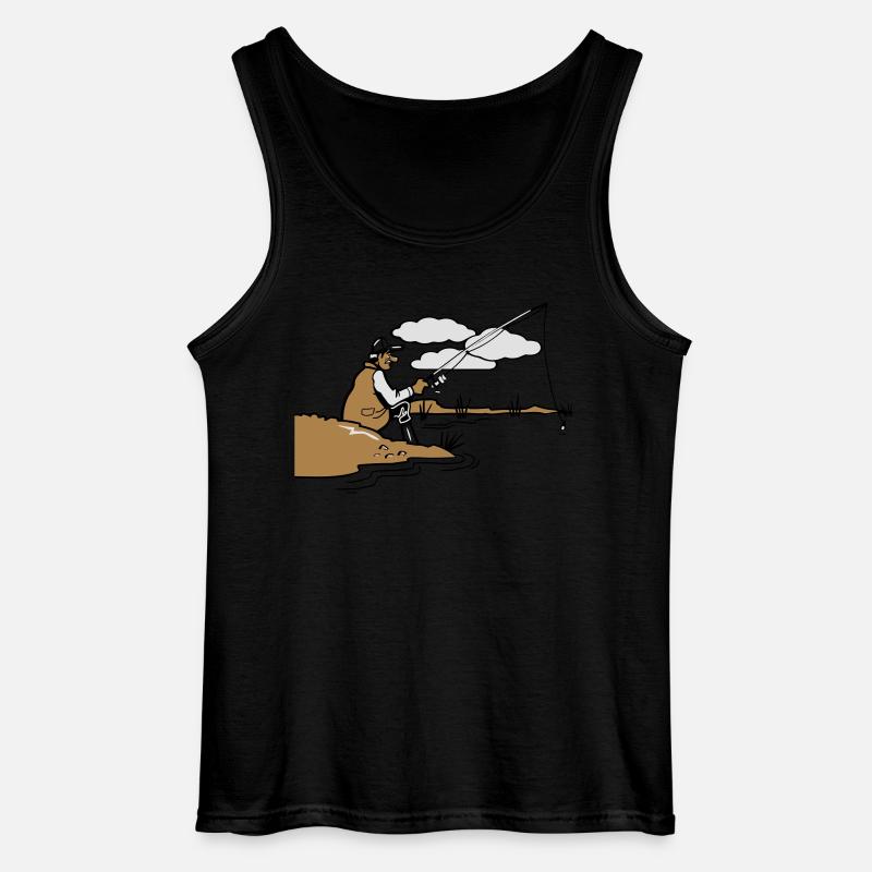 angeln relax ufer - Gildan Männer Tank Top - Schwarz