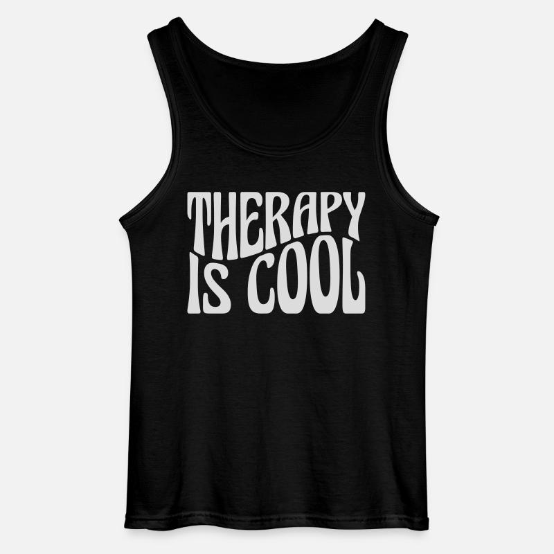 therapy is cool Zitat - Gildan Männer Tank Top - Schwarz