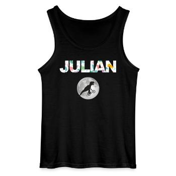 JULIAN - Beau prénom de garçon avec dinosaure - Débardeur Gildan Homme - noir - Devant - AI Model Male 185 dark (185cm)