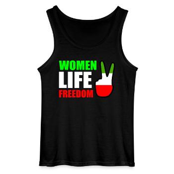 Women life freedom - Gildan Men’s Tank Top - black - Front - AI Model Male 185 dark (185cm)