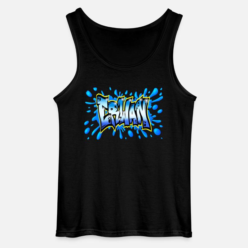 Erwan GRAFFITI NAME PRINT - Gildan Männer Tank Top - Schwarz