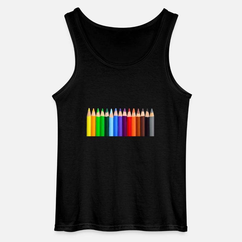 Bunte Stifte - Gildan Männer Tank Top - Schwarz