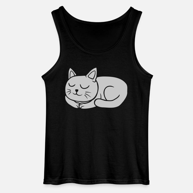 Cat lying asleep Comic - Gildan Men’s Tank Top - black