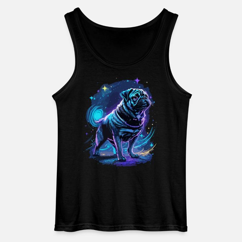 Pug Midnight Magic - Gildan Men’s Tank Top - black