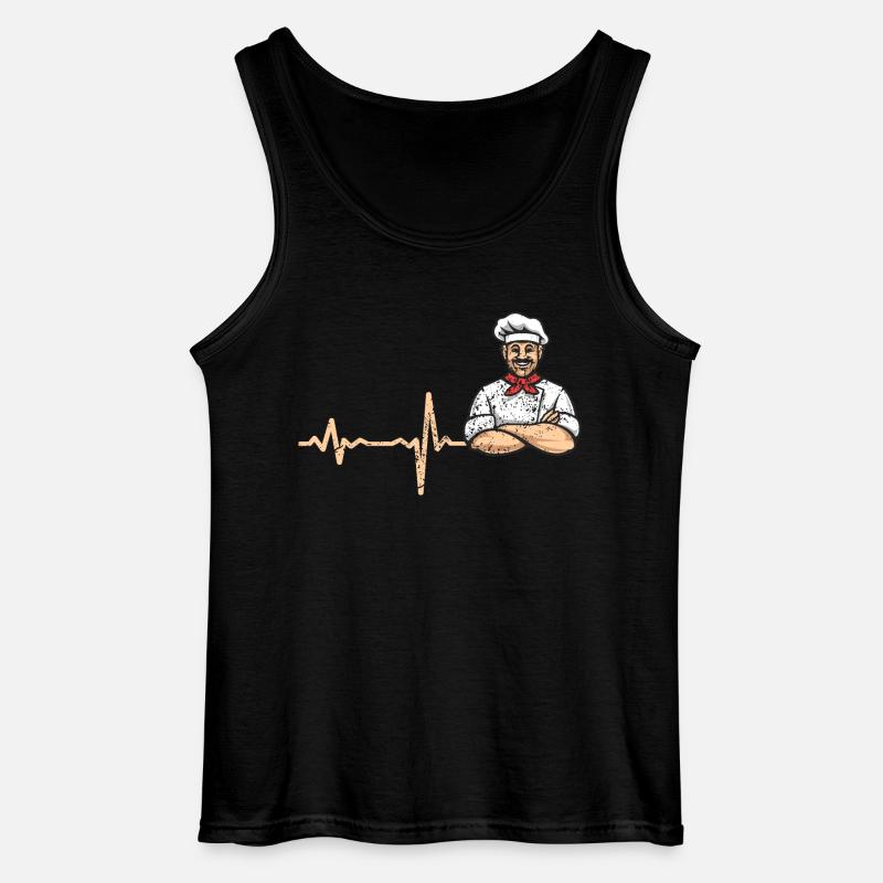Heartbeat Koch Pizzabäcker - Geschenk - Gildan Männer Tank Top - Schwarz