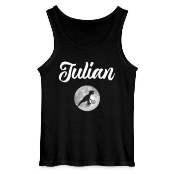 JULIAN - Beau prénom de garçon avec dinosaure - Débardeur Gildan Homme - noir - Devant - AI Model Male 185 dark (185cm)