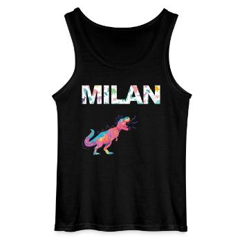 MILAN - Schöner Jungen Name mit Dinosaurier - Gildan Männer Tank Top - Schwarz - Vorne - AI Model Male 185 dark (185cm)