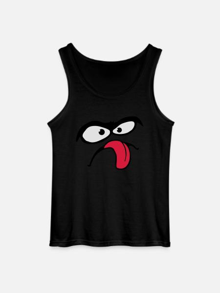 Thick Eyebrows Comic Face Tongue Stick Out - Gildan Men’s Tank Top - black
