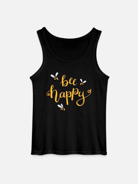 bee happy - Gildan Men’s Tank Top - black