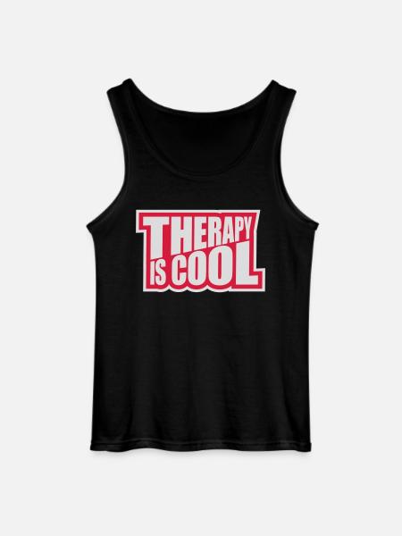 therapy is cool Quote - Gildan Men’s Tank Top - black