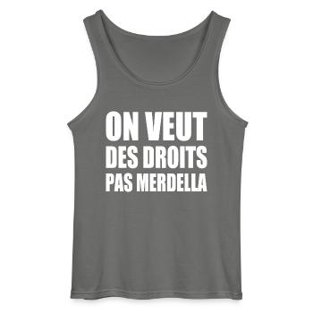 on veut des droits pas merdella - Débardeur Gildan Homme - charbon - Devant - AI Model Male 185 dark (185cm)