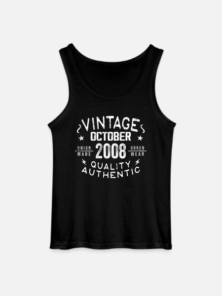 Born in October 2008 Gift in October - 2008 - Gildan Men’s Tank Top - black