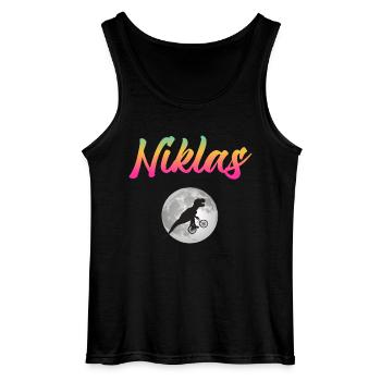 NIKLAS - Schöner Jungen Name mit Dinosaurier - Gildan Männer Tank Top - Schwarz - Vorne - AI Model Male 185 dark (185cm)