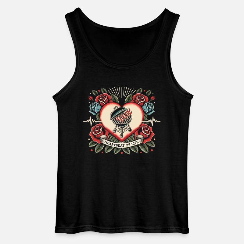 Herzschlag Grill - Gildan Männer Tank Top - Schwarz