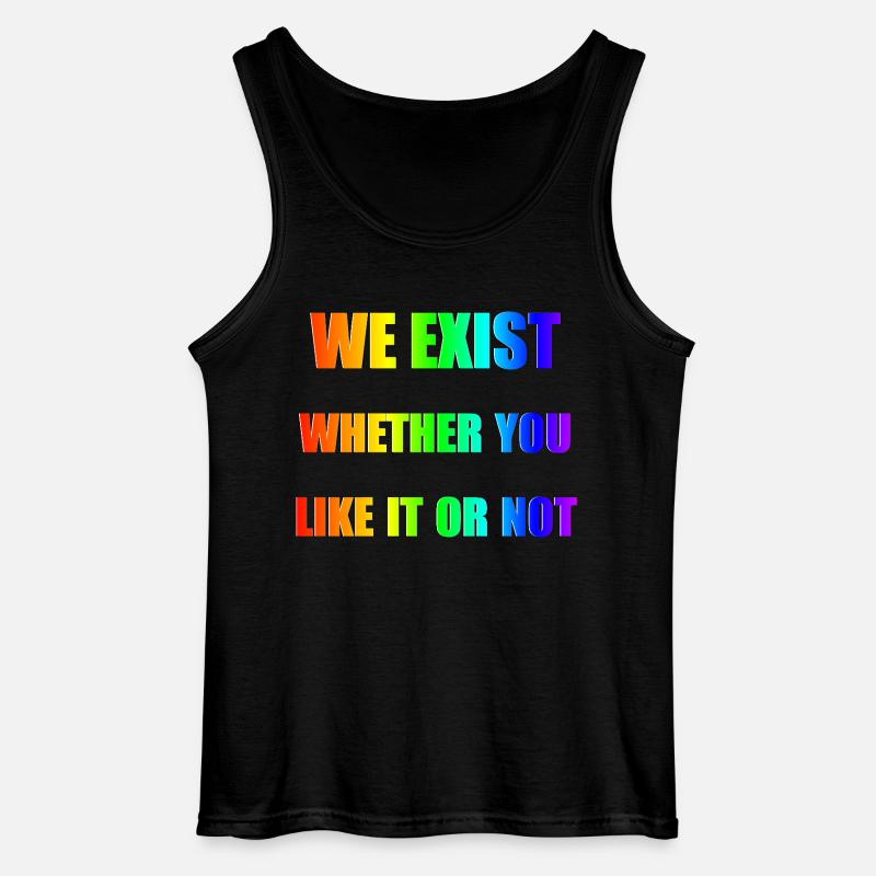 We Exist - Rainbow Gradient - Gildan Men’s Tank Top - black