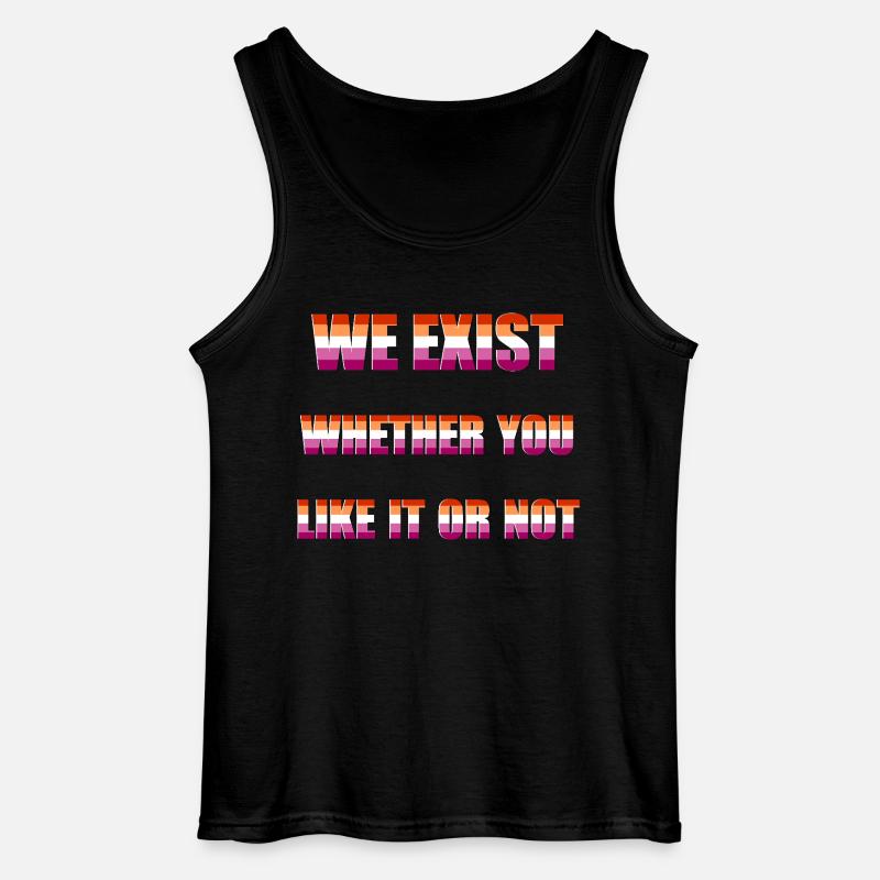We Exist - Drapeau lesbien - Débardeur Gildan Homme - noir