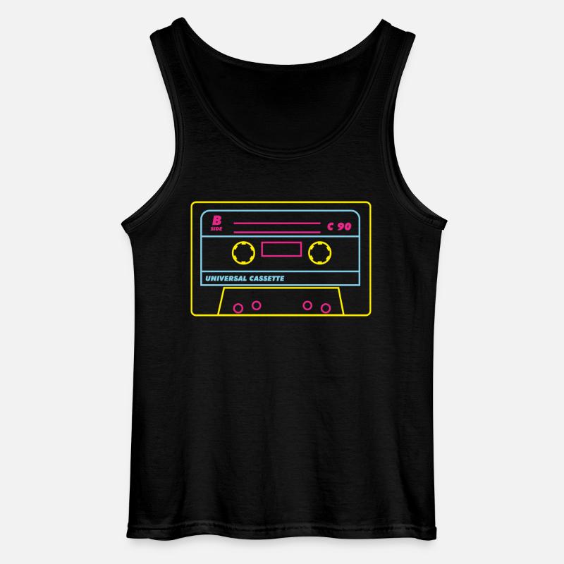 Kassette Audio 80s / Neon - Gildan Männer Tank Top - Schwarz