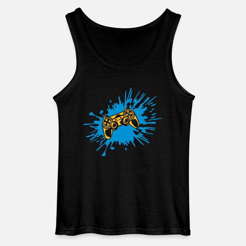 Tropfen Farbklecks Controller Konsole - Gildan Männer Tank Top - Schwarz