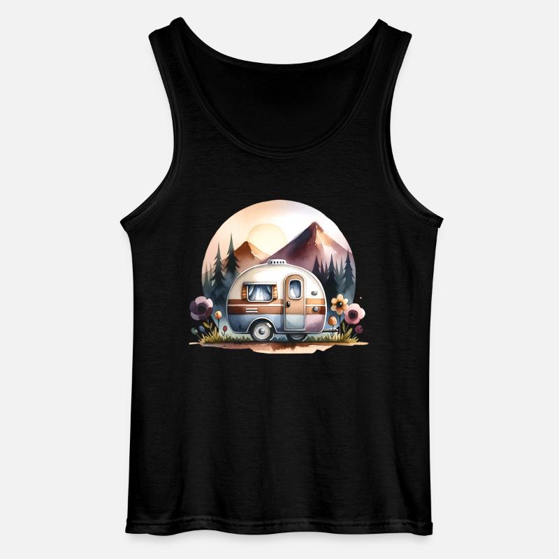 Camping - Gildan Männer Tank Top - Schwarz
