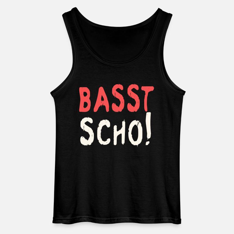 Basst scho rot baige text - Gildan Männer Tank Top - Schwarz
