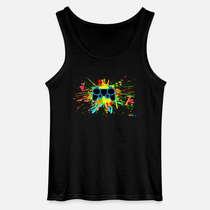 Graffiti-Controller Splatter - Gildan Männer Tank Top - Schwarz