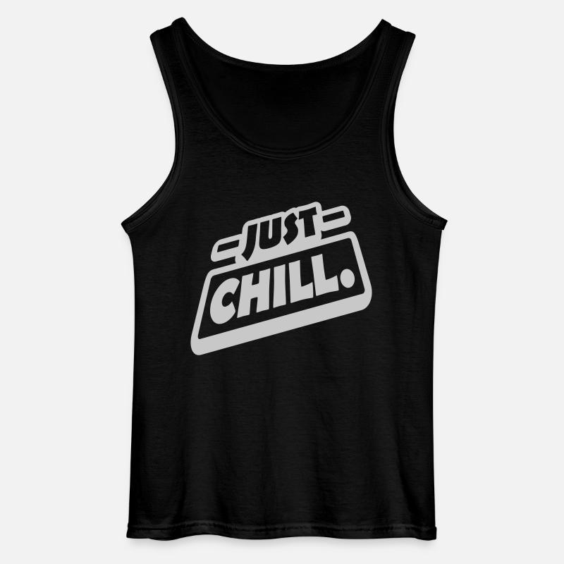 Just Chill Text Logo - Gildan Men’s Tank Top - black