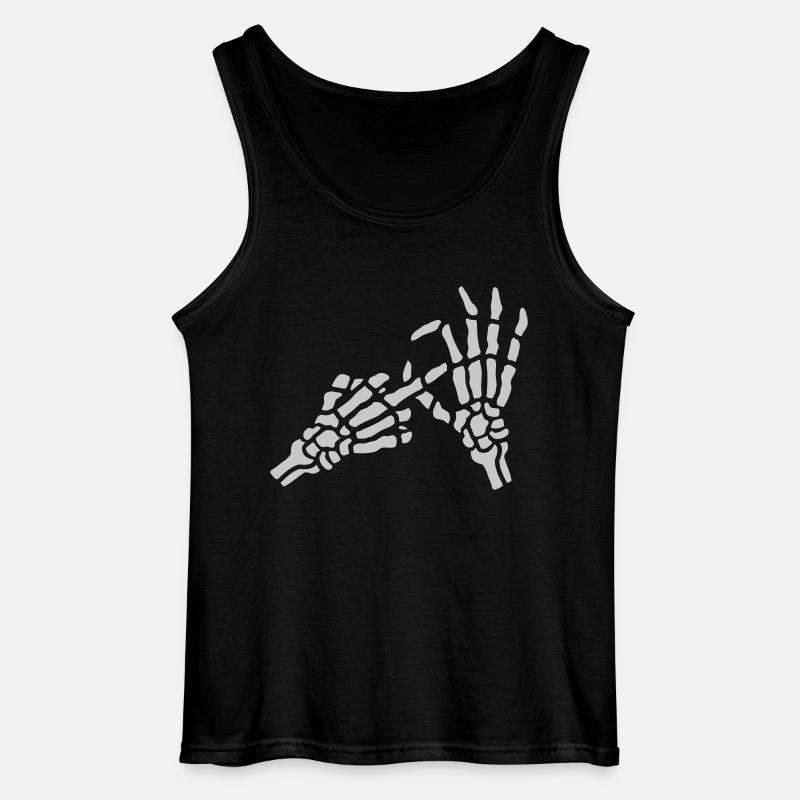 Skeleton Middle Finger Hole Gesture - Gildan Men’s Tank Top - black