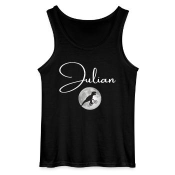 JULIAN - Beautiful boy name with dinosaur - Gildan Men’s Tank Top - black - Front - AI Model Male 185 dark (185cm)