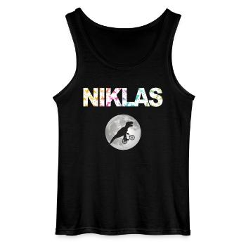 NIKLAS - Schöner Jungen Name mit Dinosaurier - Gildan Männer Tank Top - Schwarz - Vorne - AI Model Male 185 dark (185cm)