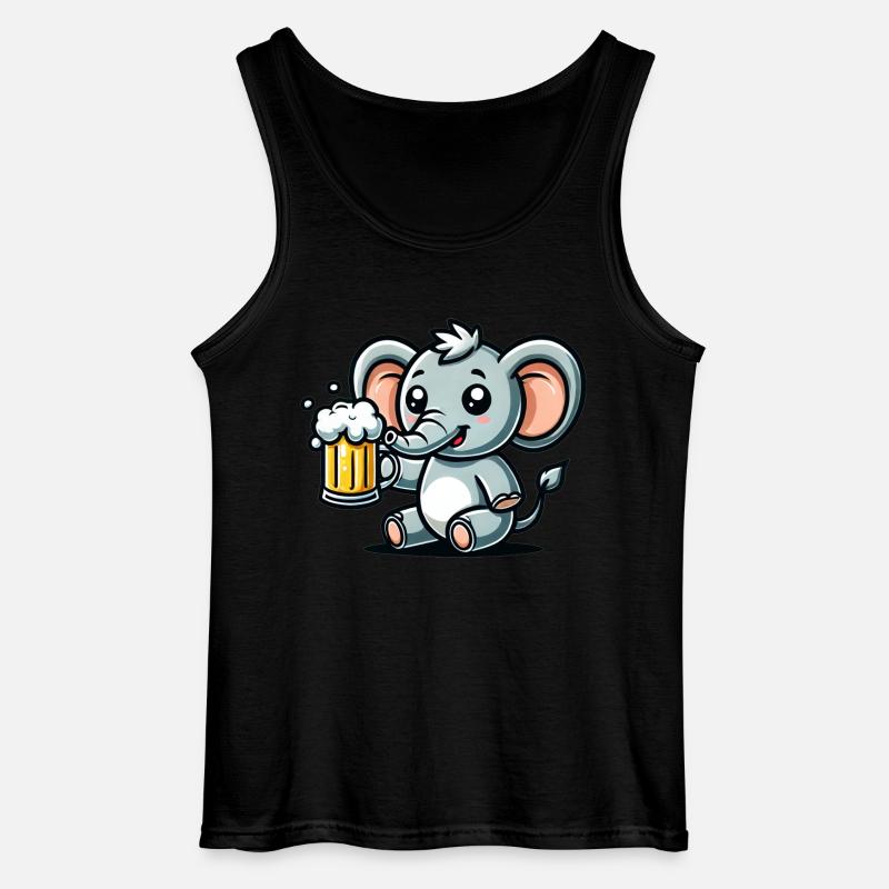 Cute Elephant Drinking Beer - Gildan Männer Tank Top - Schwarz