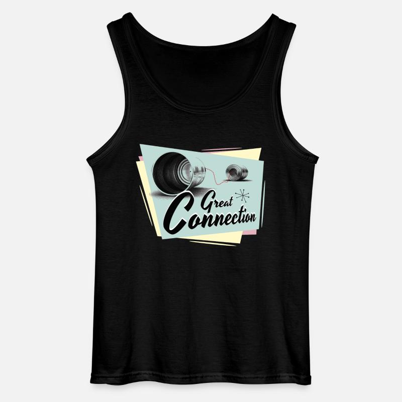 Fifties Great connection Telefon - Gildan Männer Tank Top - Schwarz