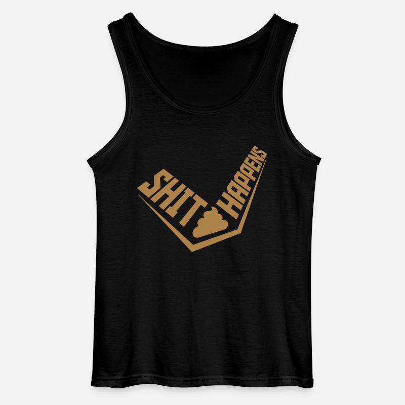Witz Shit happens Motto - Gildan Männer Tank Top - Schwarz