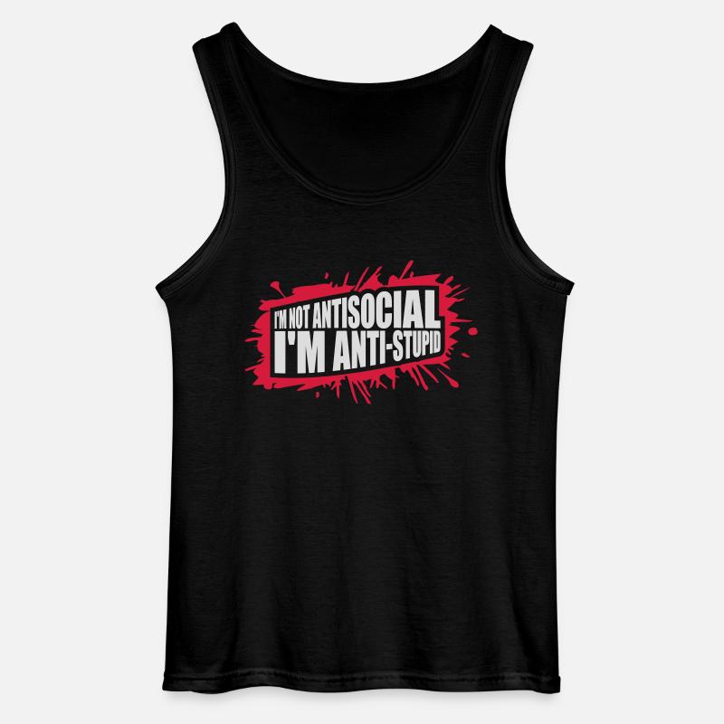 not antisocial anti stupid - Gildan Männer Tank Top - Schwarz