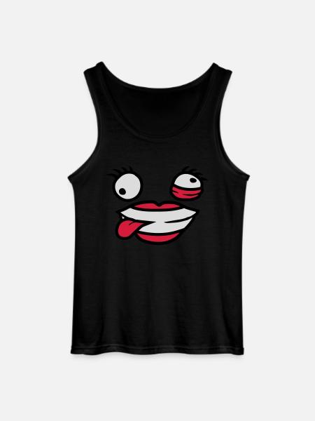 Crazy female comic face - Gildan Men’s Tank Top - black