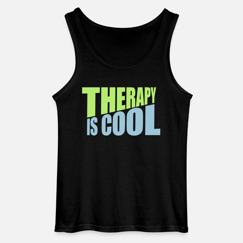 therapy is cool Zitat - Gildan Männer Tank Top - Schwarz