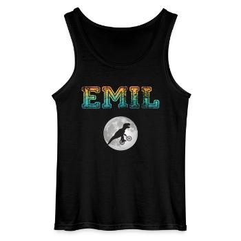 EMIL - Beautiful boy name with dinosaur - Gildan Men’s Tank Top - black - Front - AI Model Male 185 dark (185cm)