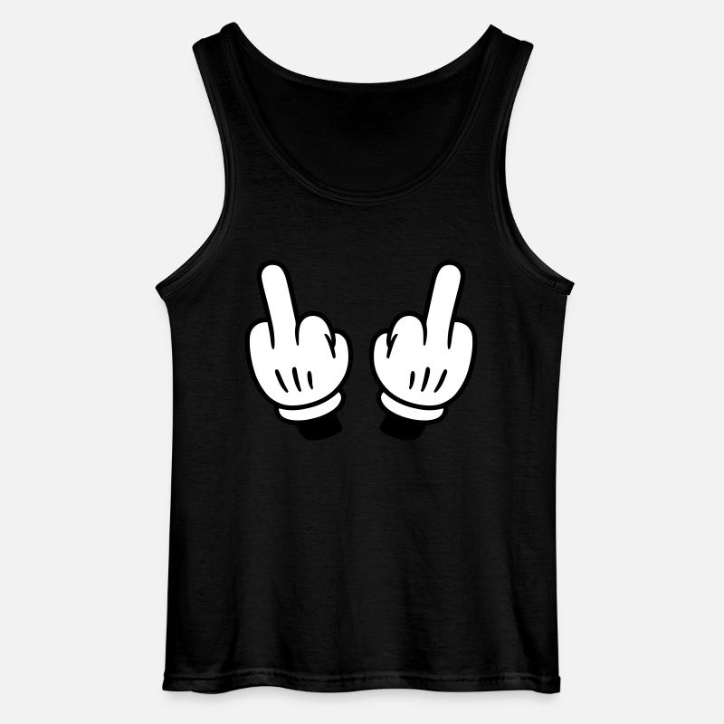 Middle Finger Hand Comic - Gildan Men’s Tank Top - black