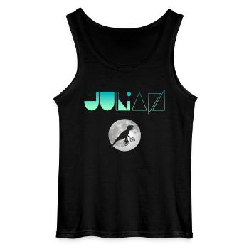 JULIAN - Beautiful boy name with dinosaur - Gildan Men’s Tank Top - black - Front - AI Model Male 185 dark (185cm)