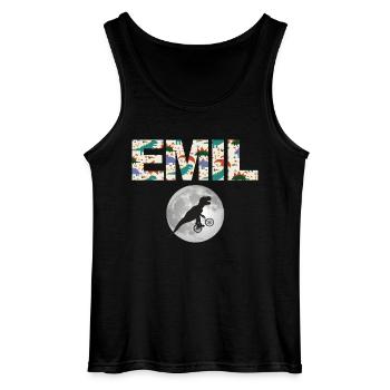 EMIL - Beautiful boy name with dinosaur - Gildan Men’s Tank Top - black - Front - AI Model Male 185 dark (185cm)