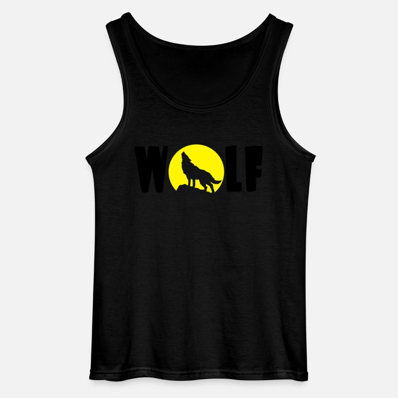 Wolf Mond - Gildan Männer Tank Top - Schwarz