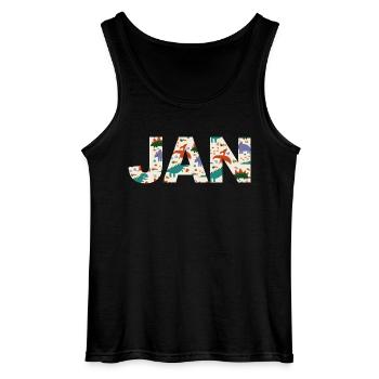 JAN - Schöner Jungen Name mit Dinosaurier - Gildan Männer Tank Top - Schwarz - Vorne - AI Model Male 185 dark (185cm)