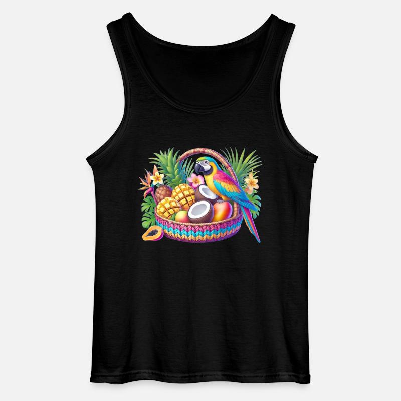 Obstkorb mit Papagei - Gildan Männer Tank Top - Schwarz